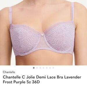 Chantelle C Jolie Demi Lace Bra Lavender Frost Purple Sz 36D